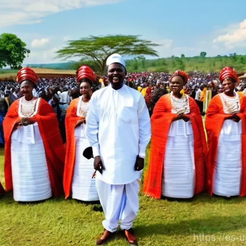 우간다의 주요 부족과 문화 - **A Majestic Baganda "Kwanjula" Engagement Ceremony:**
    An opulent and vibrant Baganda engagement...