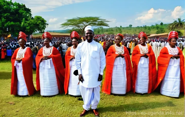 우간다의 주요 부족과 문화 - **A Majestic Baganda "Kwanjula" Engagement Ceremony:**
    An opulent and vibrant Baganda engagement...