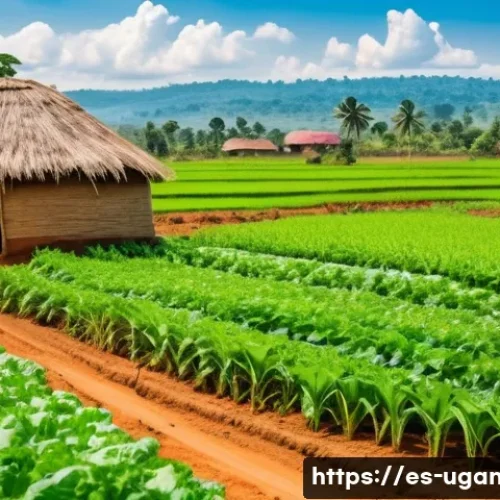 우간다의 유명 기업 - A vibrant Ugandan rural farming scene showcasing modern sustainable agricultural practices: farmers ...